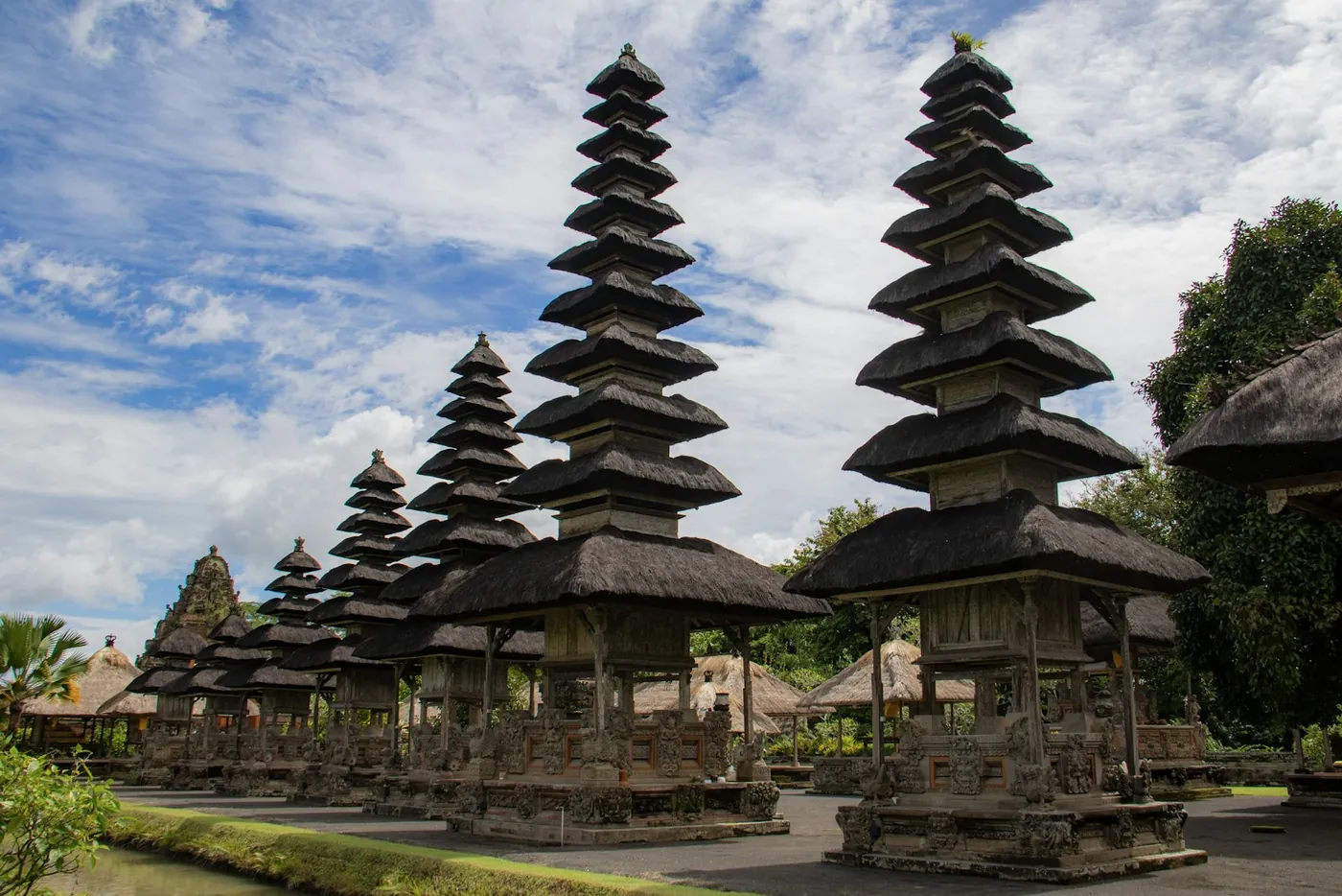 Taman Ayun temple gate in Bali under a bright sky